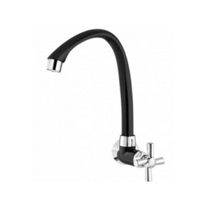 Torneira de Parede ABS Bica Alta Móvel Preta e Cromado Tigre