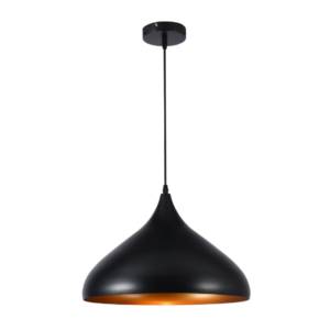 Luminária Pendente Oriente Preta Com Cobre 32cm Good Iluminação GI-51371A-1L