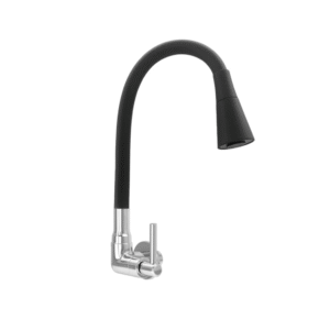 Good Torneira Cozinha Parede Mod. Swan Cromado / Preto Gd-3330p