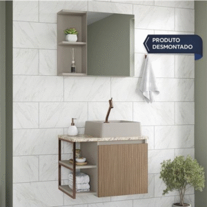 Kit Armário De Banheiro Tisza Gaam 60cm Tampo De Granito
