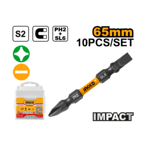 JOGO DE BITS DE IMPACTO PH2+SL6 65MM C/2 PC INGCO SDBIM21HL133
