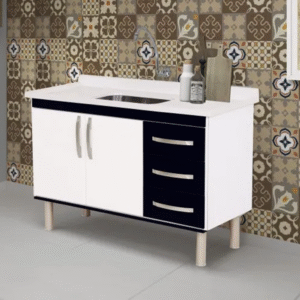 BALCÃO COZINHA 1,20 MUNIQUE BLACK - AJ RORATO - 012930 - 540146