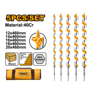JOGO DE BROCAS P/MADEIRA C/5PC HASTE HEXAGONAL 460MM INGCO DBW0501