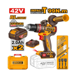 PARAFUSADEIRA E FURADEIRA COM IMPACTO 1/2” 99N.m À BATERIA ÍON-LÍTIO 42V C/2 BAT 2.0Ah INGCO CIDLI429982-9