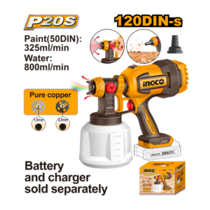 PISTOLA DE PINTURA 800ML/MIN À BATERIA ÍON-LÍTIO 20V INGCO (NÃO ACOMPANHA BATERIA) CSGLI2004